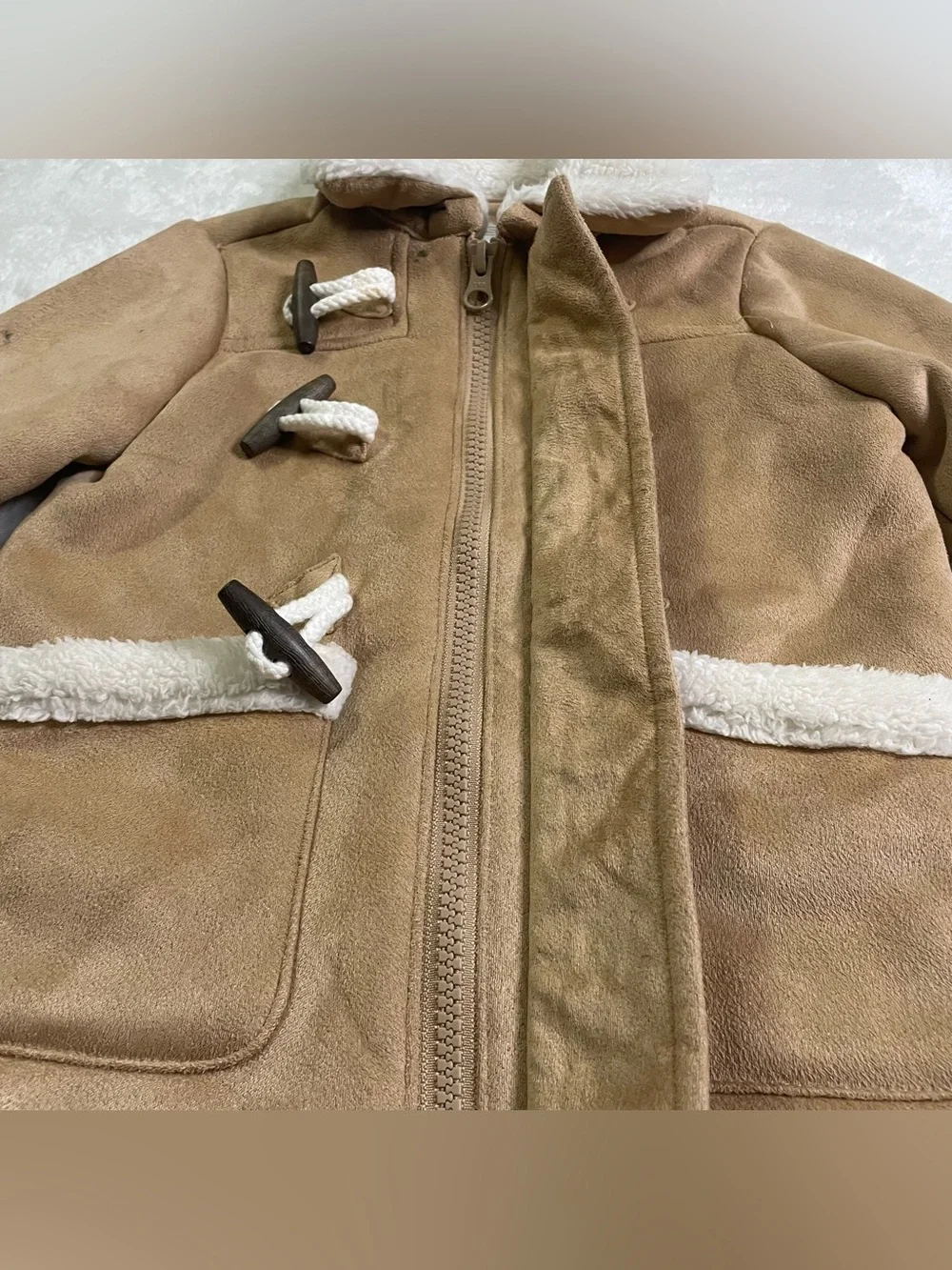 Gymboree Fleece Lined Faux Sherpa Jacket with Rope Clasps size 2T